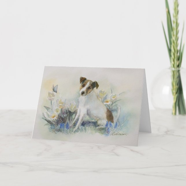 Jack Russell Terrier Watercolor Hundekarte Karte (Vorderseite)