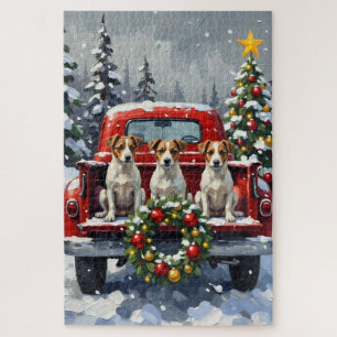 Jack Russell Terrier Weihnachten Rotes Lastwagen F
