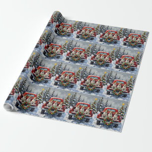 Jack Russell Terrier Weihnachten Rotes Lastwagen F Geschenkpapier