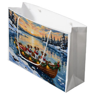 Jack Russell Terrier Weihnachtsboot Urlaub Große Geschenktüte