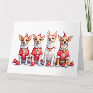 Jack Russell Terrier Weihnachtskleid Santa Hut Karte