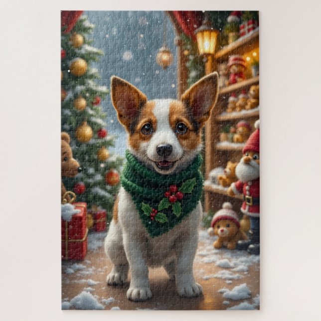 Jack Russell Terrier Weihnachtskunst (Vertikal)