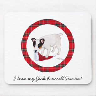 Jack-Russell-Terrier-WeihnachtsTartan Mousepad