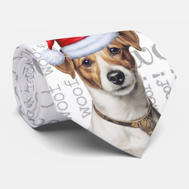 Jack Russell Terrier Woof Christmas Dog Lover Krawatte (Gerollt)
