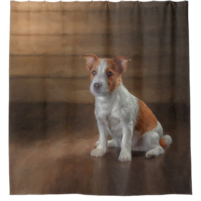 Jack Russell Terrier. Zeichnend Duschvorhang (Vorderseite)