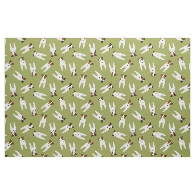 Jack Russell Terriers Muster Oliven oder andere Fa Stoff (Fat Quarter (45,7 x 55,9 cm))
