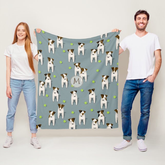 Jack Russell Terrihunde mit Tennisbälle Fleecedecke (Beispiel)