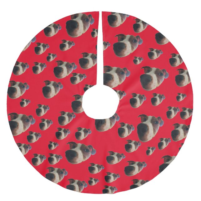 Jack Russell Tree Skirt Polyester Weihnachtsbaumdecke (Vorderseite)