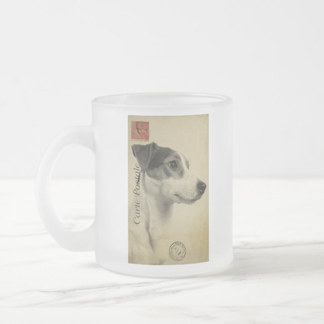 Jack Russell Vintag Postcard Mattglastasse (Links)