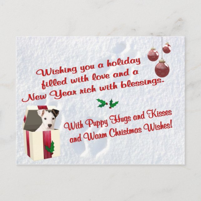 Jack-Russell-Weihnachten wünscht Postkarte #2 (Vorderseite)