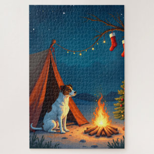 Jack Russell Weihnachts-Camping-Nacht-Gemälde
