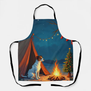 Jack Russell Weihnachtscamping-Nacht-Malerei Schürze