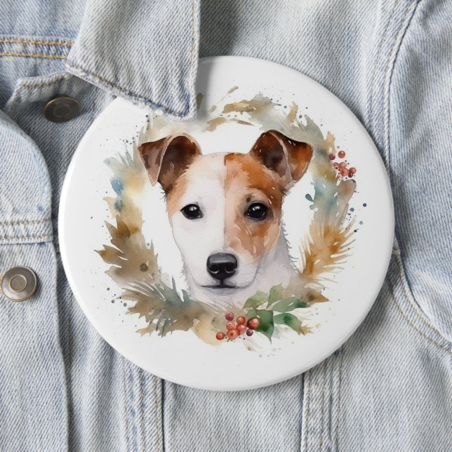 Jack Russell Weihnachtsmann Festliche Jungfrau Button (Beispiel)