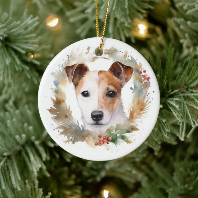Jack Russell Weihnachtsmann Festliche Jungfrau Keramik Ornament (Baum)