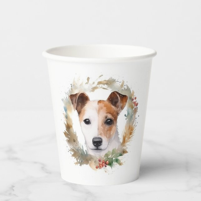 Jack Russell Weihnachtsmann Festliche Jungfrau Pappbecher (Vorderseite)