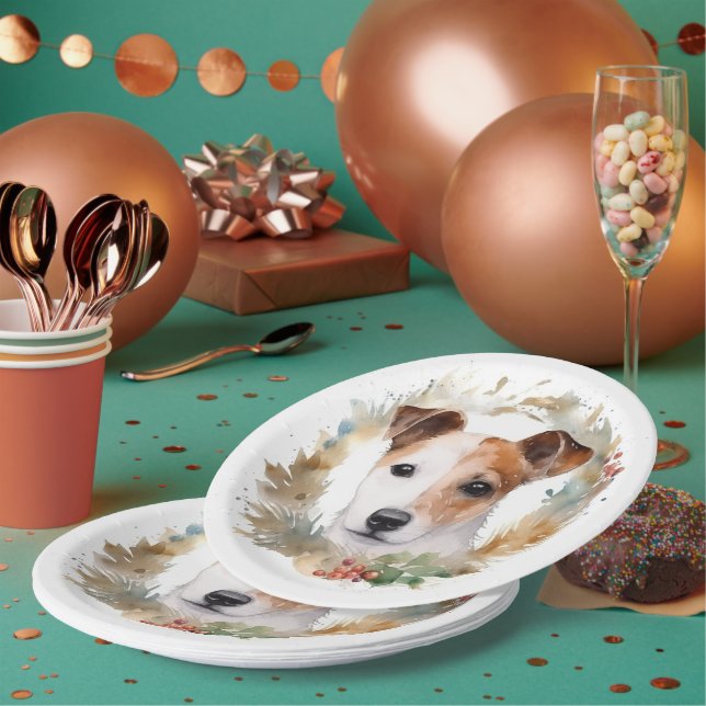 Jack Russell Weihnachtsmann Festliche Jungfrau Pappteller (Multi)