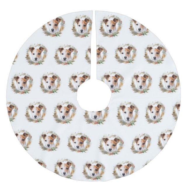 Jack Russell Weihnachtsmann Festliche Jungfrau Polyester Weihnachtsbaumdecke (Vorderseite)