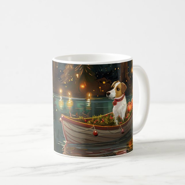 Jack Russell Weihnachtsreise Kaffeetasse (VorderseiteRechts)