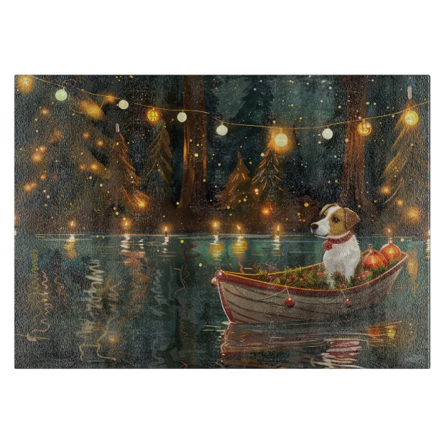 Jack Russell Weihnachtsreise Schneidebrett (Vorderseite)