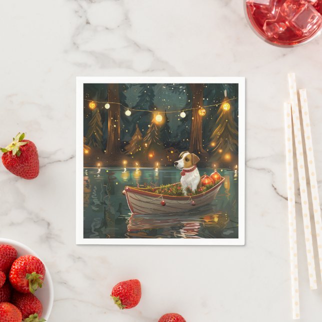 Jack Russell Weihnachtsreise Serviette (Beispiel)
