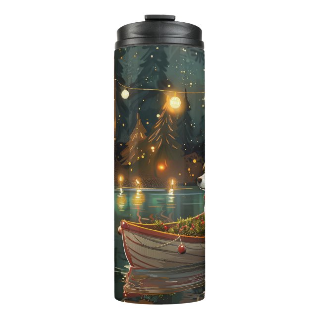 Jack Russell Weihnachtsreise Thermosbecher (Vorderseite)