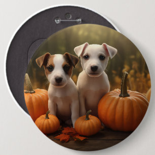 Jack Russell Welpe Autumn Delight Pumpkin Button