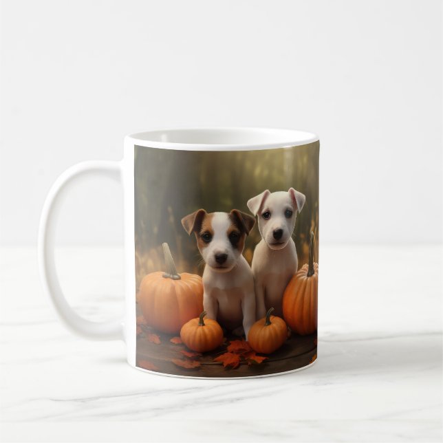 Jack Russell Welpe Autumn Delight Pumpkin Kaffeetasse (Links)