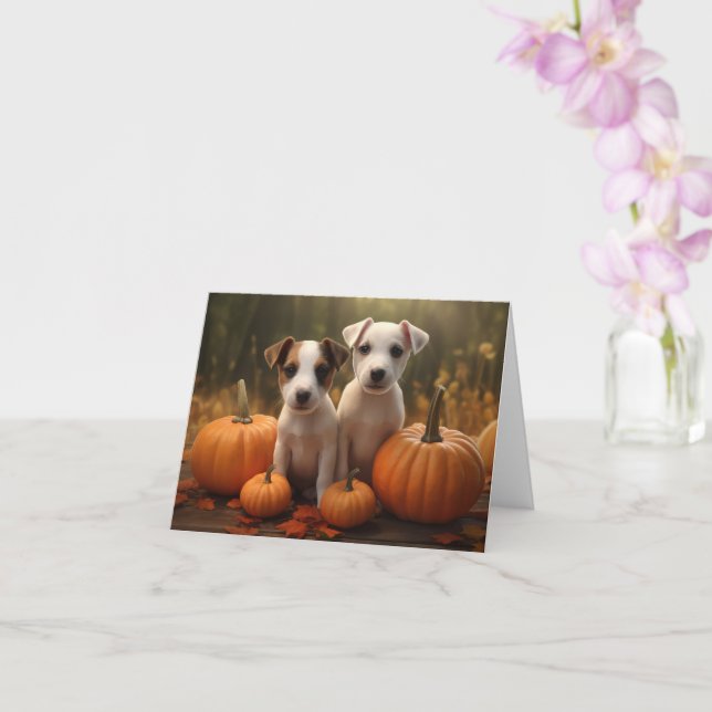 Jack Russell Welpe Autumn Delight Pumpkin Karte (Orchidee)