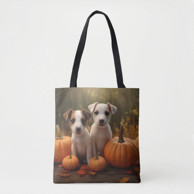 Jack Russell Welpe Autumn Delight Pumpkin Tasche (Vorderseite)