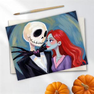 Jack & Sally Halloween-Malerei Feiertagspostkarte