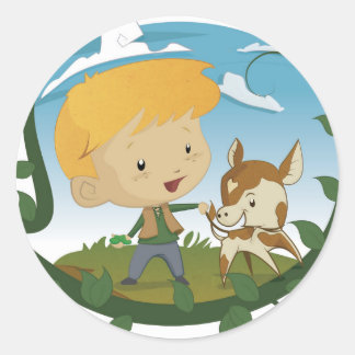 Jack und Beanstalk Runder Aufkleber