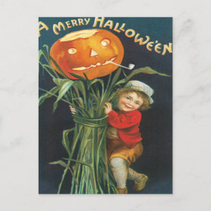 Jack und die Vintage Postkarte des Pumpkins