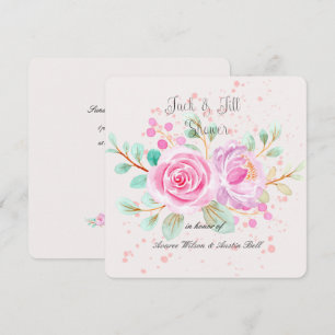 Jack und Jill Brautparty Wasserfarbe Rosen Einladung