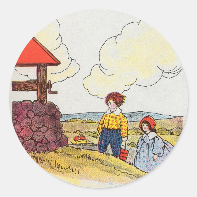 Jack und Jill gingen den Hügel hinauf Runder Aufkleber (Vorderseite)