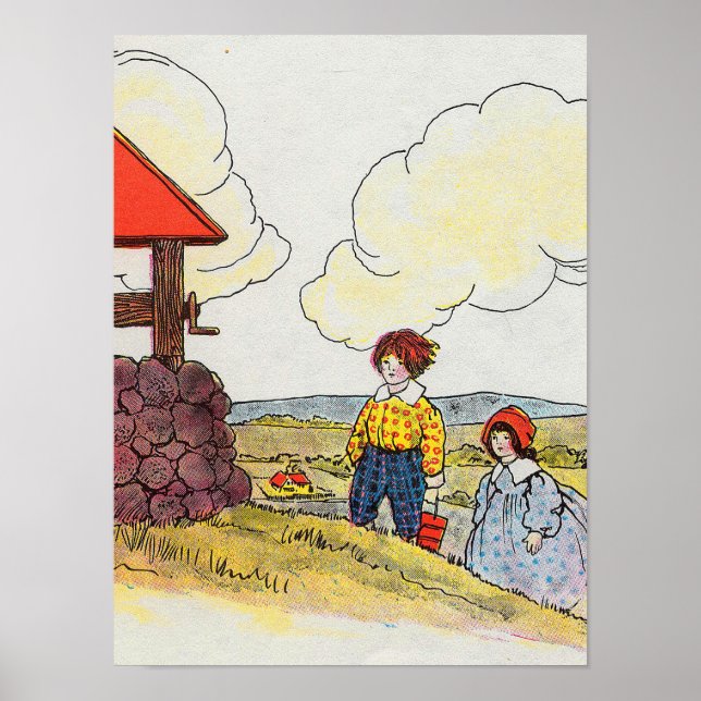 Jack und Jill gingen hinauf zum Kinderzimmer Rhyme Poster (Vorne)