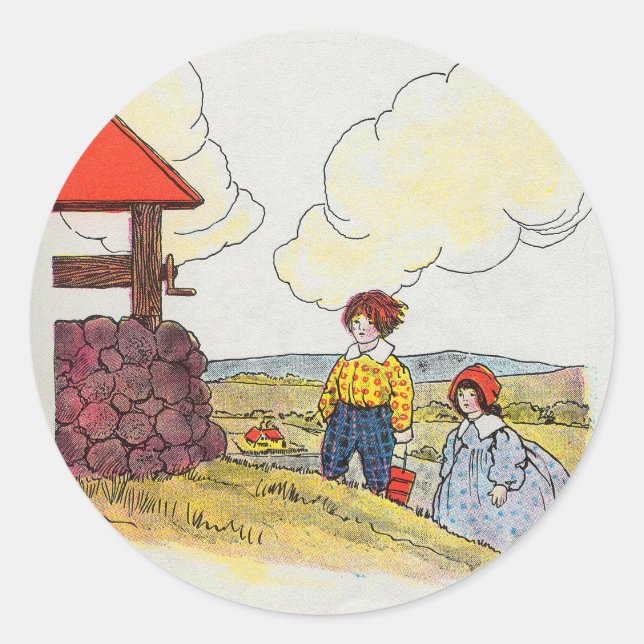 Jack und Jill gingen hinauf zum Kinderzimmer Rhyme Runder Aufkleber (Vorderseite)