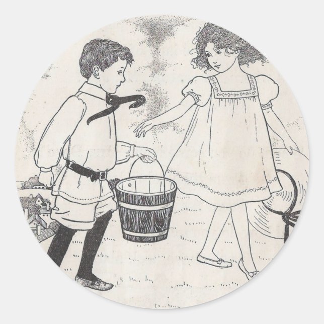Jack und Jill Runder Aufkleber (Vorderseite)