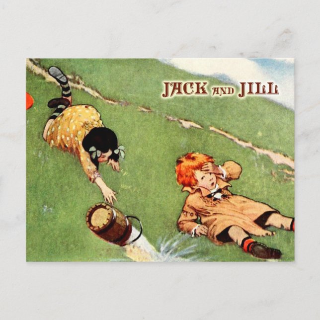 Jack und Jill stürzen den Hügel hinab Postkarte (Vorderseite)