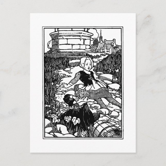 Jack und Jill Vintag Kinderzimmer Rhyme Postkarte (Vorderseite)