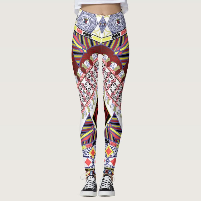 Jack von Spielkarten Spaten-König-Queen abstrakt Leggings (Vorderseite)