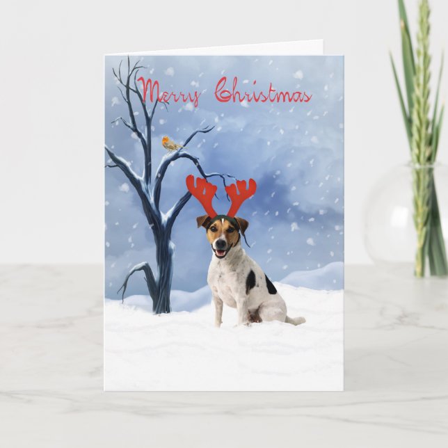 Jack Weihnachtskarte - Bulldog hat Rentiere Feiertagskarte (Vorderseite)