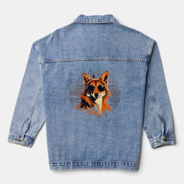 Jackal mit Sonnenbrille in der Sonnenuntergang Ges Jeansjacke (Rückseite)