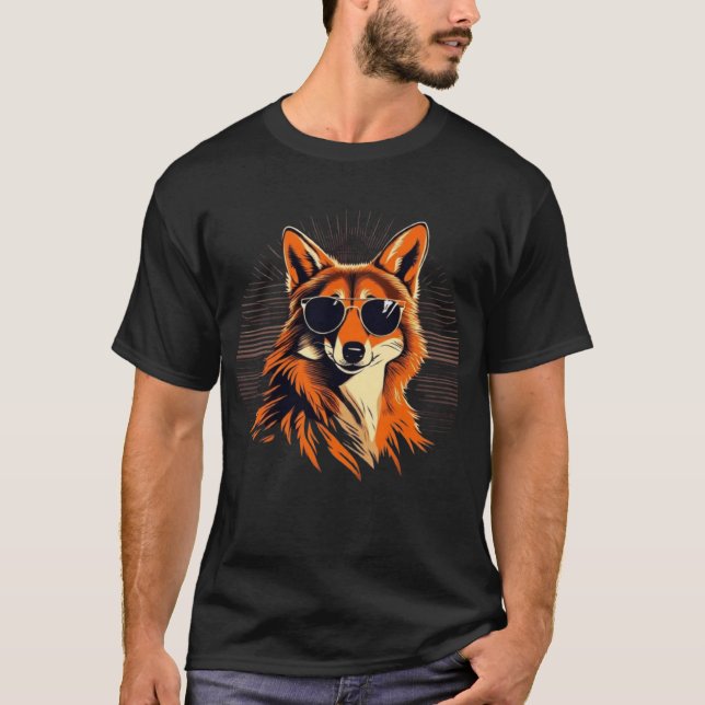 Jackal mit Sonnenbrille in der Sonnenuntergang Ges T-Shirt (Vorderseite)