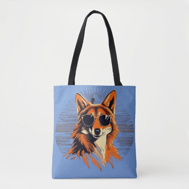 Jackal mit Sonnenbrille in der Sonnenuntergang Ges Tasche (Vorderseite)