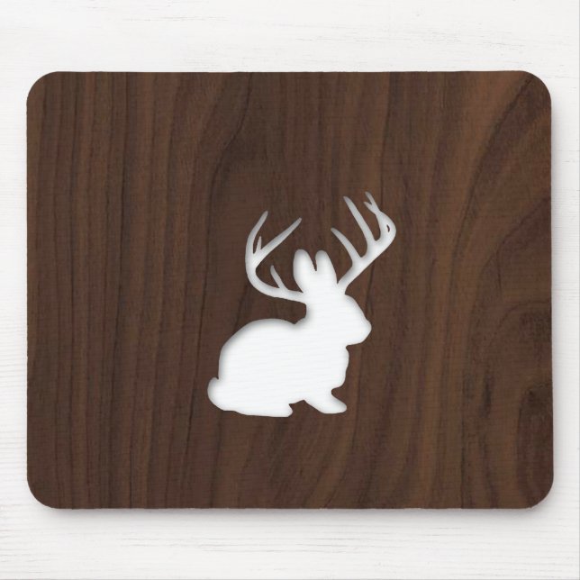Jackalope auf dunkles Brown-Holz Mousepad (Vorne)