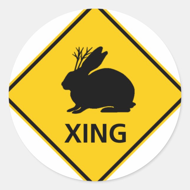 Jackalope Crossing Highway Sign Runder Aufkleber (Vorderseite)