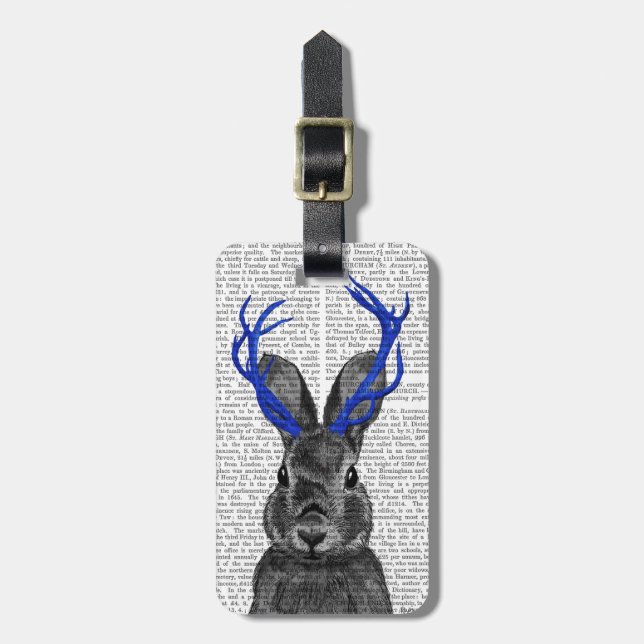 Jackalope mit Blue Antlers Gepäckanhänger (Vorderseite vertikal)