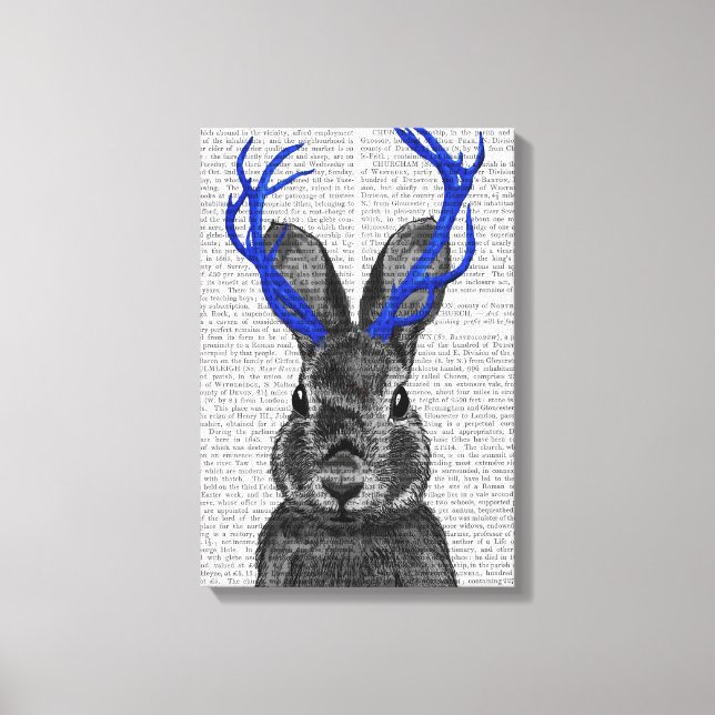 Jackalope mit Blue Antlers Leinwanddruck (Vorderseite)
