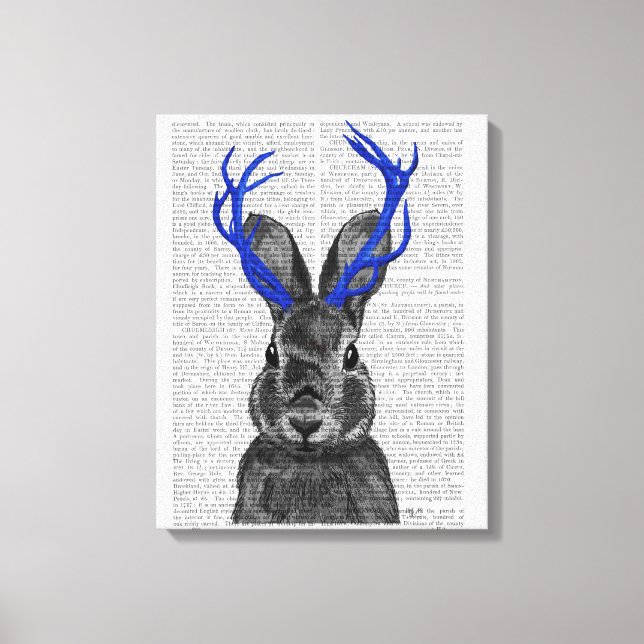 Jackalope mit Blue Antlers Leinwanddruck (Vorderseite)