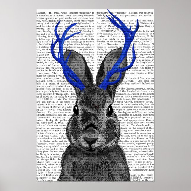Jackalope mit Blue Antlers Poster (Vorne)